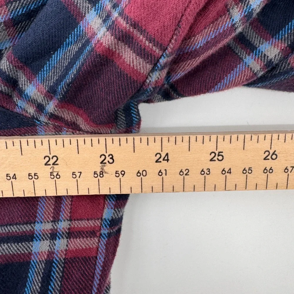 L.L. Bean Shirt Jacket Mens M Burgundy Plaid Fleece Lined Traditional Fit 298189